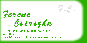 ferenc csirszka business card